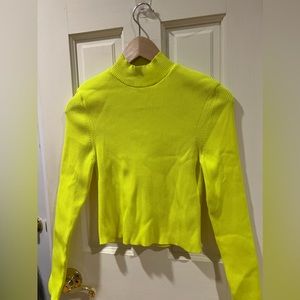 ZARA Ribbed Neon Mock Neck